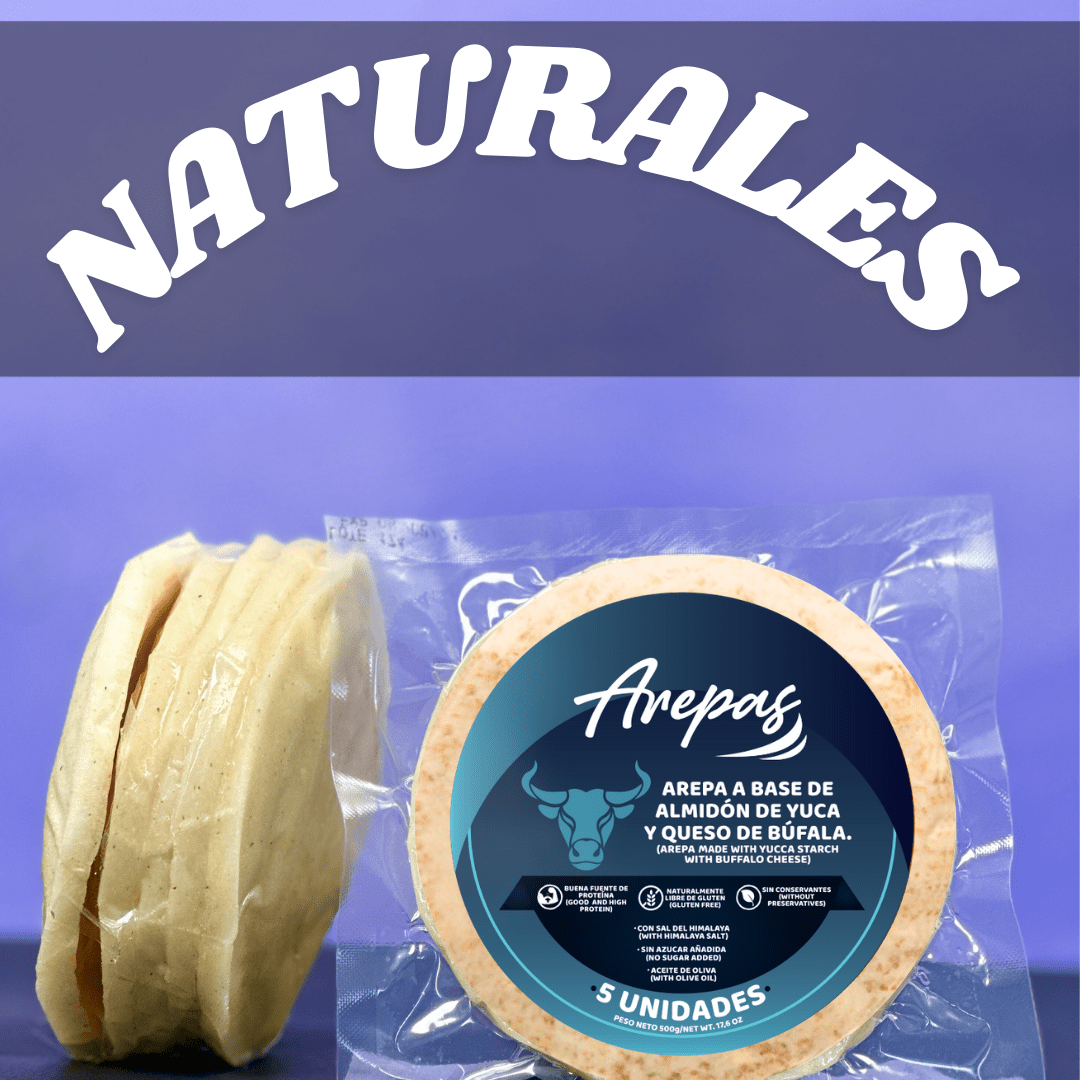 AREPAS ALMIDON DE YUCA CON QUESO MOZARELLA DE BUFALA - somosfit