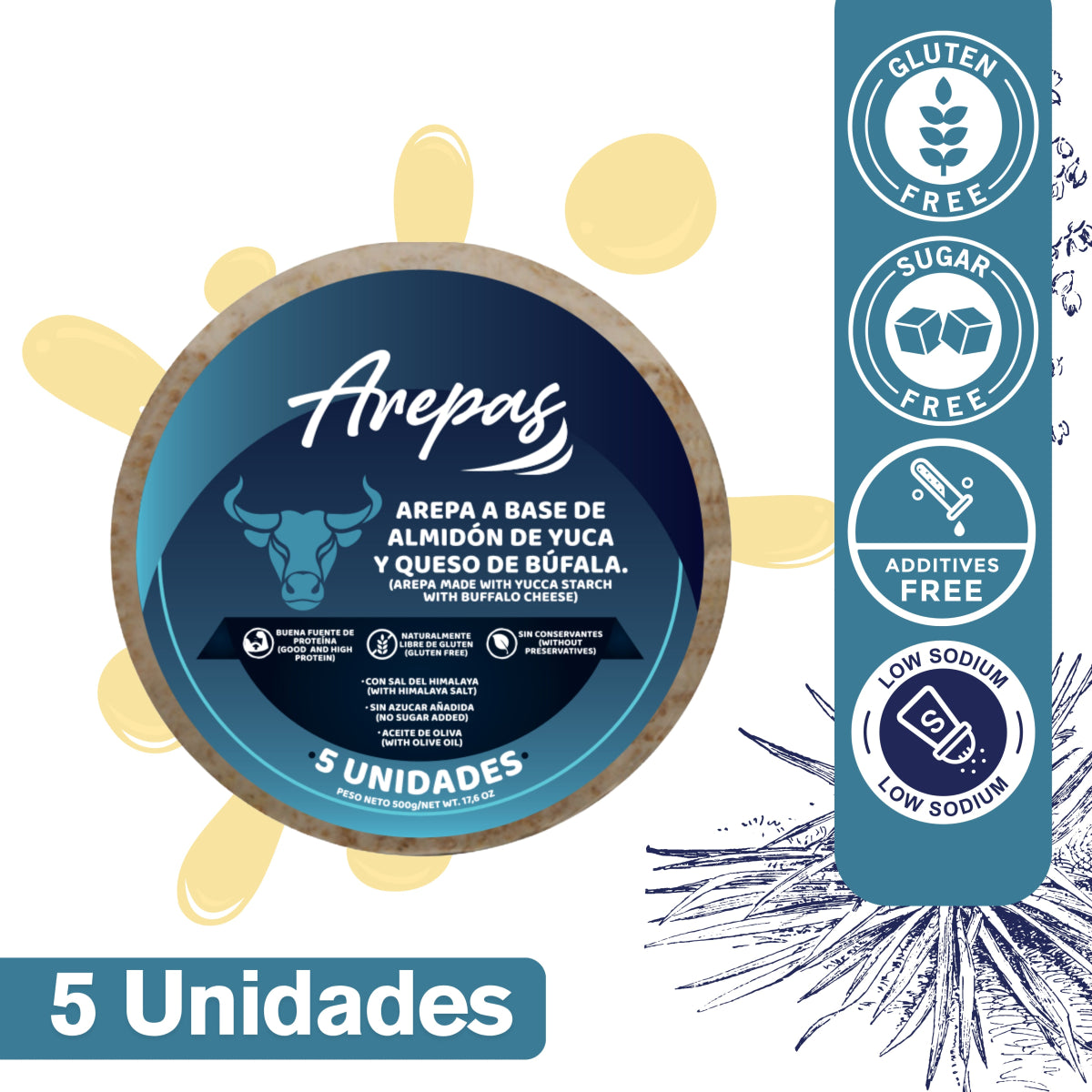 AREPAS ALMIDON DE YUCA CON QUESO MOZARELLA DE BUFALA - somosfit