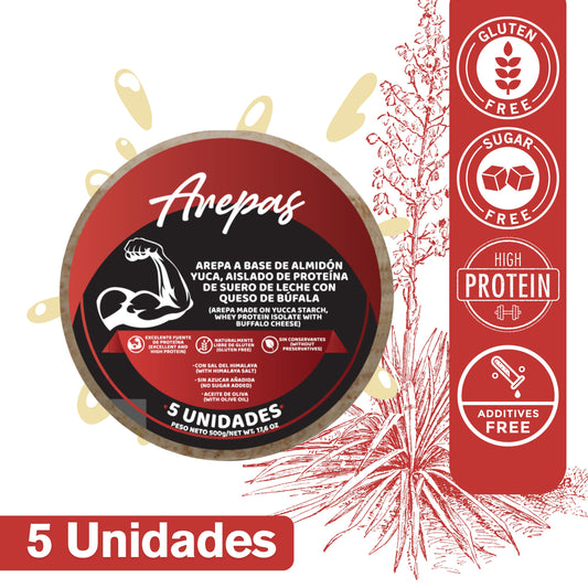 AREPAS ALMIDON DE YUCA Y PROTEÍNA CON QUESO MOZARELLA DE BUFALA - somosfit