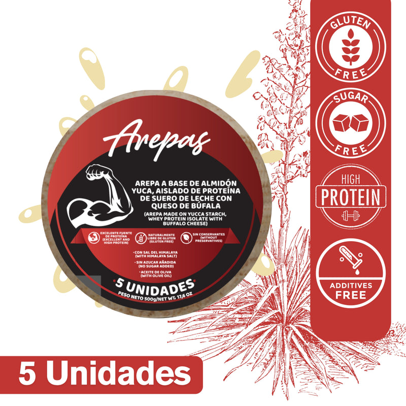 AREPAS ALMIDON DE YUCA Y PROTEÍNA CON QUESO MOZARELLA DE BUFALA - somosfit