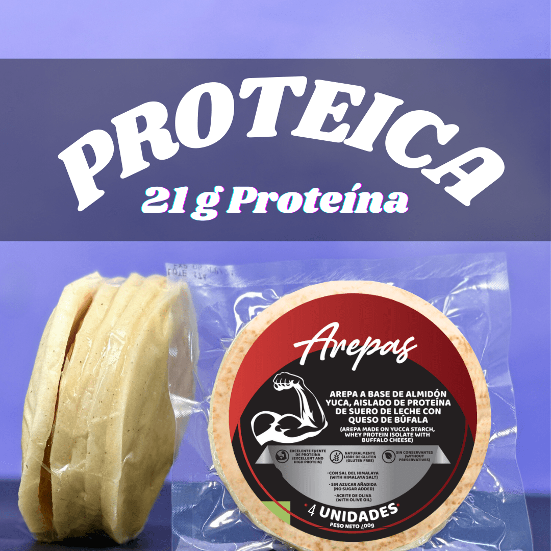 AREPAS ALMIDON DE YUCA Y PROTEÍNA (WPI) CON QUESO MOZARELLA DE BUFALA - somosfit