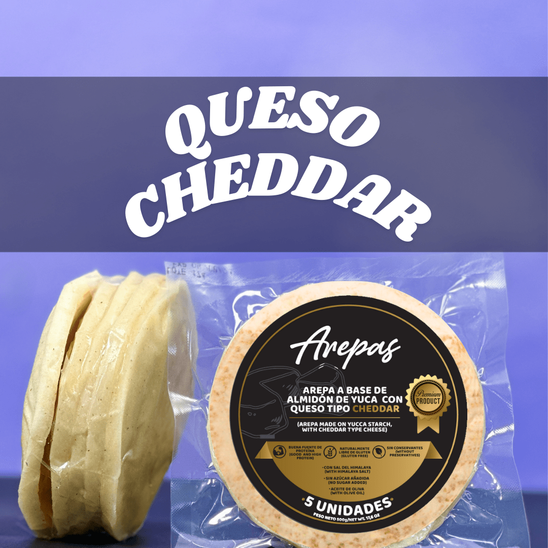 AREPAS DE ALMIDON DE YUCA CON QUESO CHEDDAR - somosfit