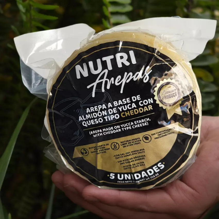🫓Nutriarepas 🫓 Sabor Natural, Rellenas de queso Cheddar de maduración suave 🧀